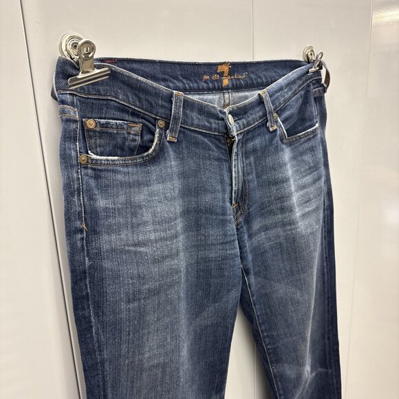 7 for All Mankind Jeans Womens 31 Blue Low Rise Bootcut Denim Made in USA 31x32 - Picture 2 of 12